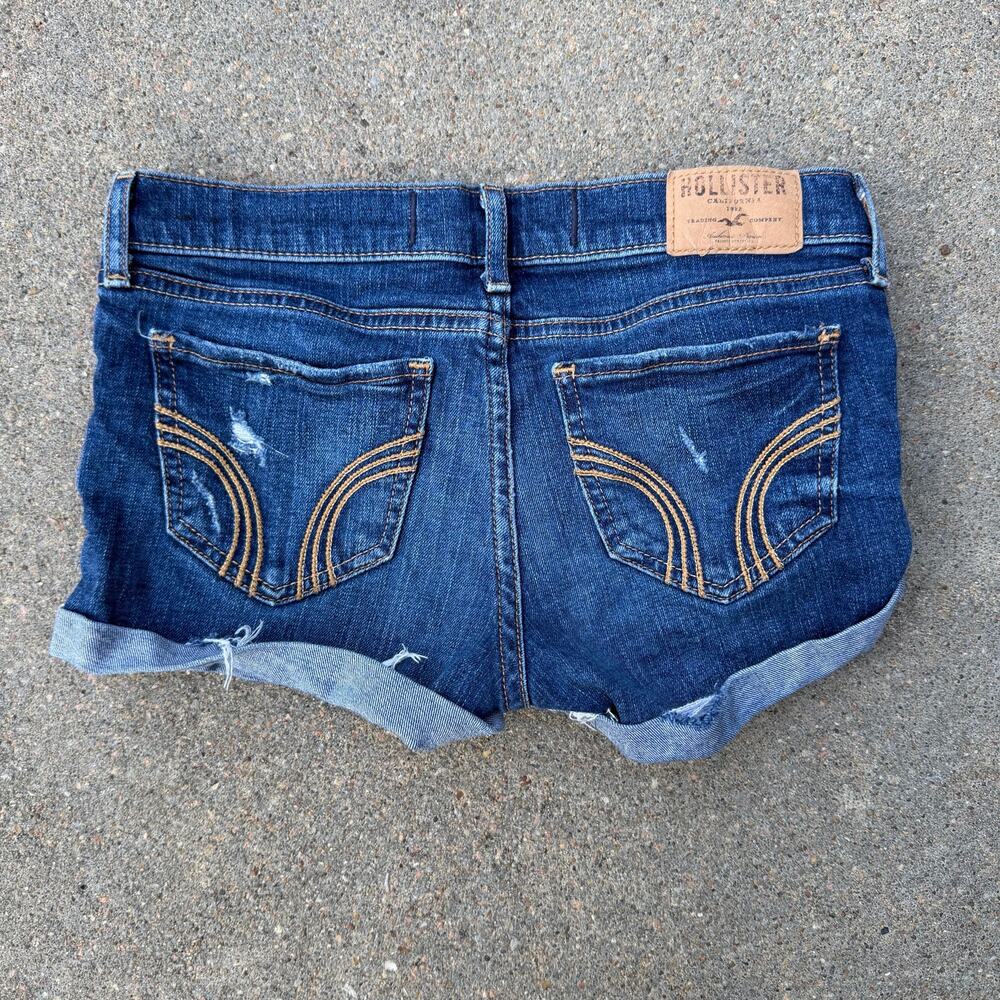 Y2K Hollister Low Rise Micro Mini Booty Denim Jean Shorts Size 0/24